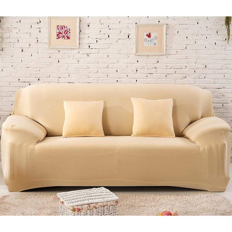 SofáProtect™ Funda de Sofá Elástica Color Liso 40511 Hola Home Beige 1 Plaza 90-140CM 